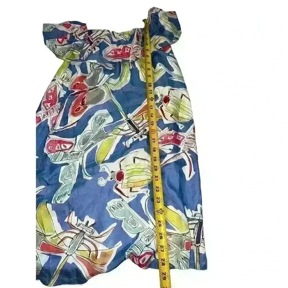 Vilagallo Watercolor Dragon Fly Print 100% Silk Dress Size 38 US Size 6-8 - Picture 5 of 9